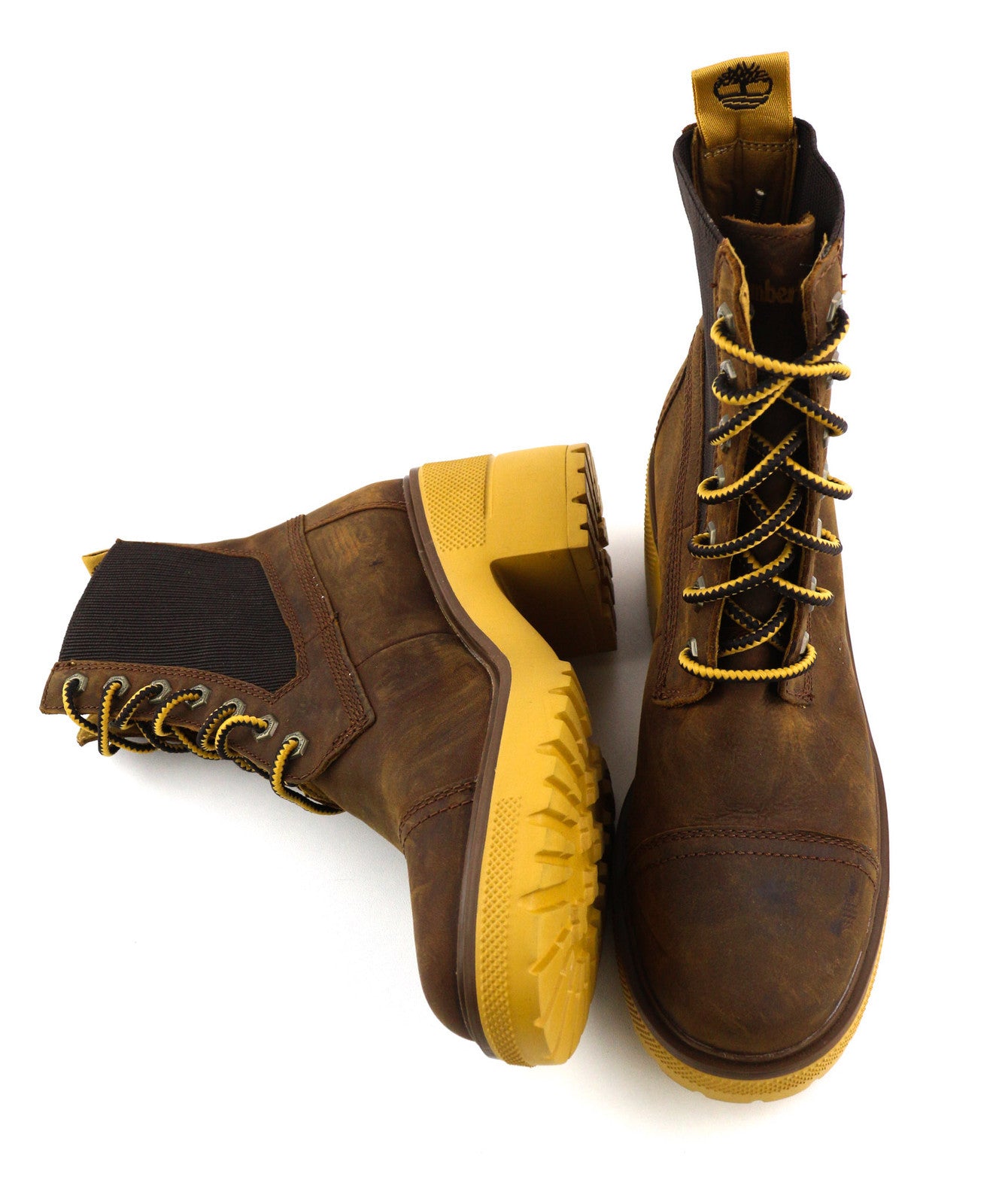 TIMBERLAND A21ZA Women Boots EU39/40 Brown Leather Heeled Lace Up Ankle Top