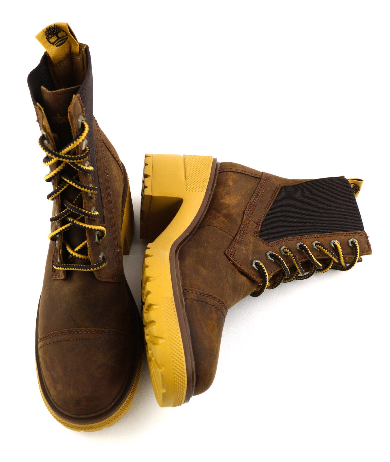 TIMBERLAND A21ZA Women Boots EU39/40 Brown Leather Heeled Lace Up Ankle Top