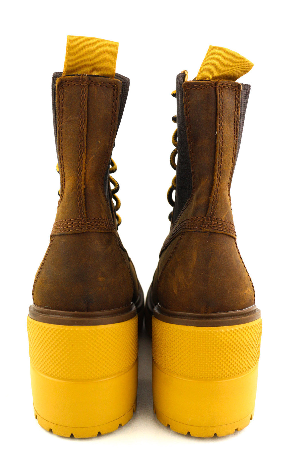 TIMBERLAND A21ZA Women Boots EU39/40 Brown Leather Heeled Lace Up Ankle Top