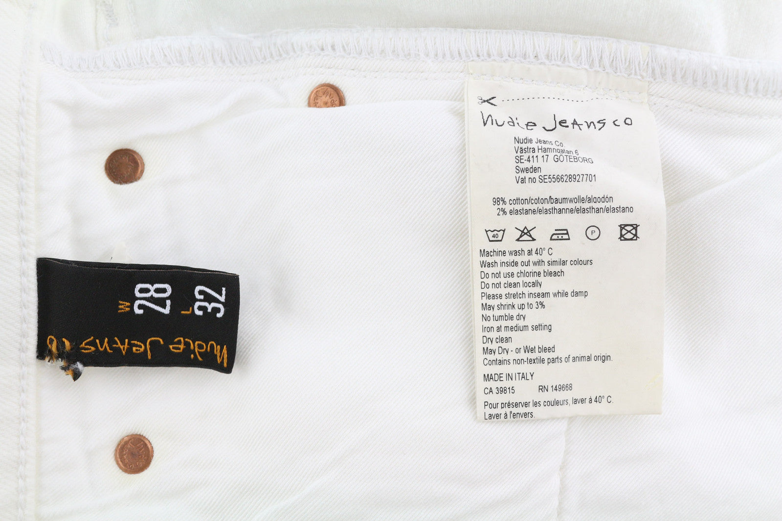 NUDIE JEANS Long John Men Jeans W28/L32 Blazing While Organic Slim Fit Denim