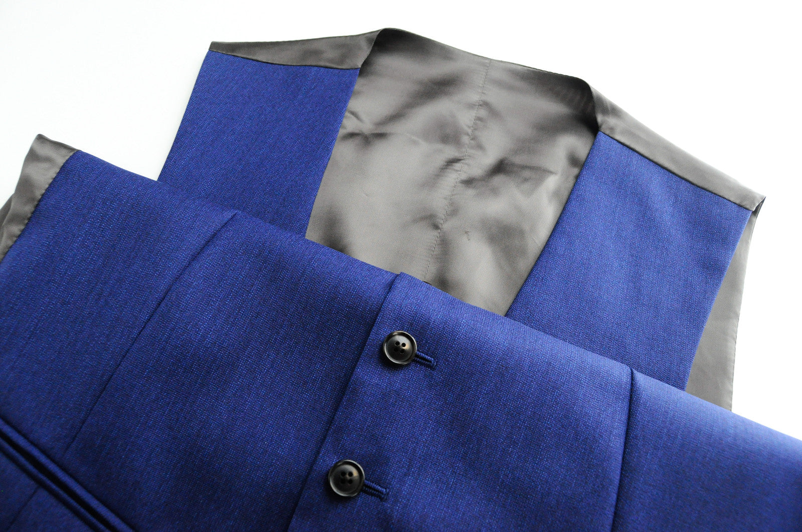 SUITSUPPLY Lazio Men's Blue Suit UK40L Pure Wool Slim 3-Piece Melange Lined