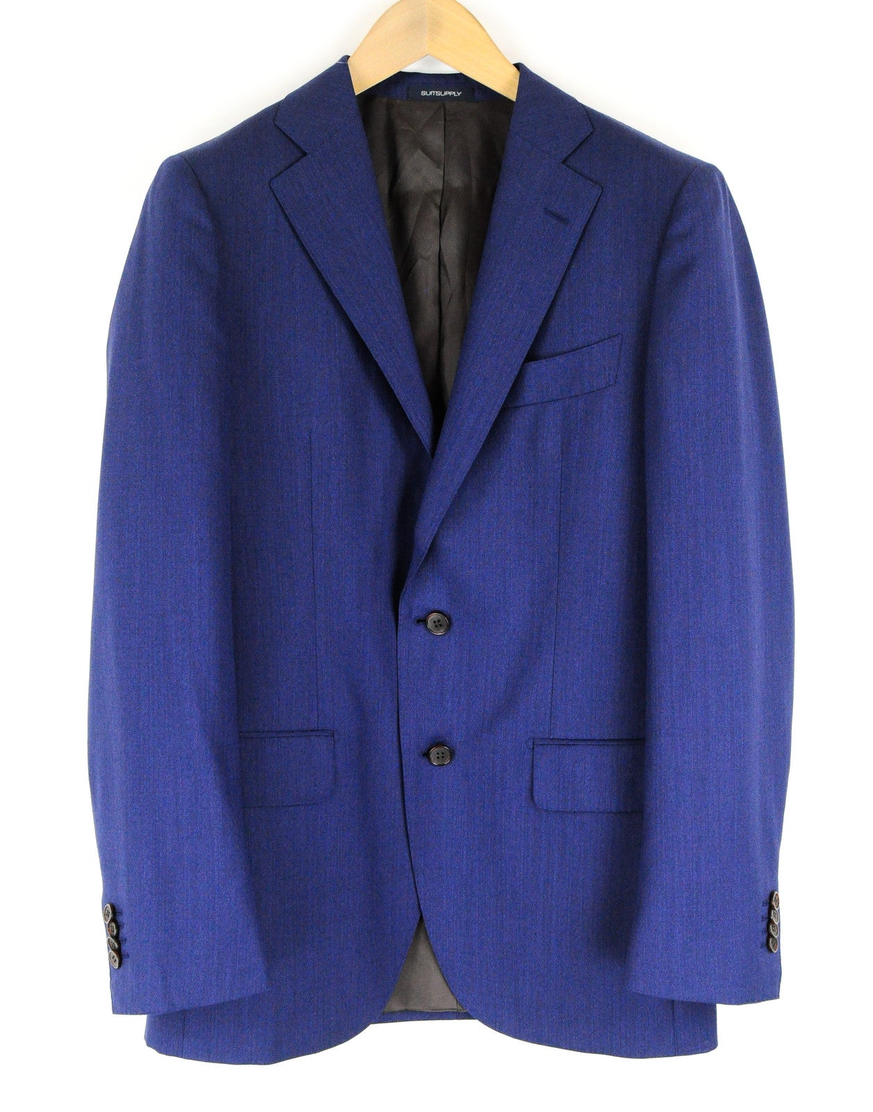 SUITSUPPLY Lazio Men's Blue Suit UK40L Pure Wool Slim 3-Piece Melange Lined