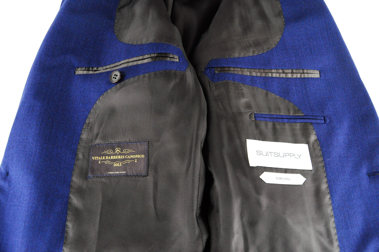 SUITSUPPLY Lazio Men's Blue Suit UK40L Pure Wool Slim 3-Piece Melange Lined