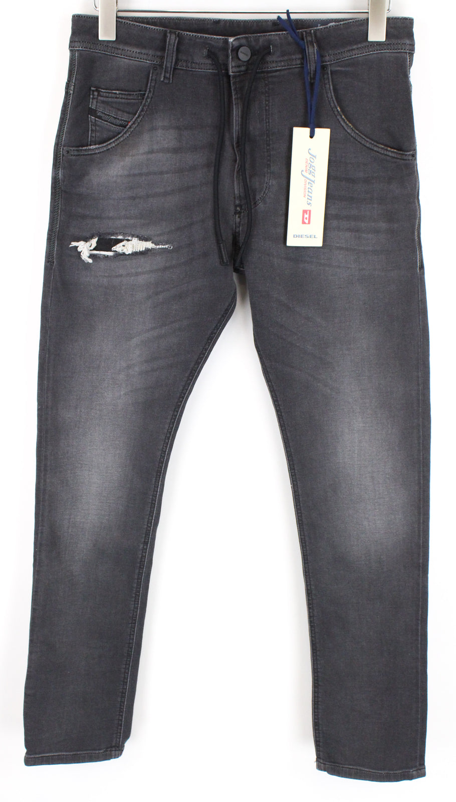 DIESEL Krooley CB-NE 069EM Men's Grey Jogg Jeans W28 Distressed Slim Carrot Fit