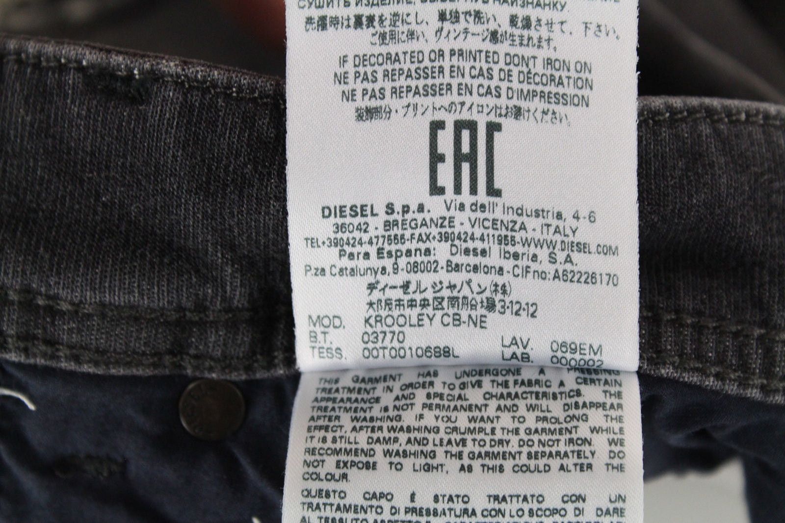 DIESEL Krooley CB-NE 069EM Men's Grey Jogg Jeans W28 Distressed Slim Carrot Fit