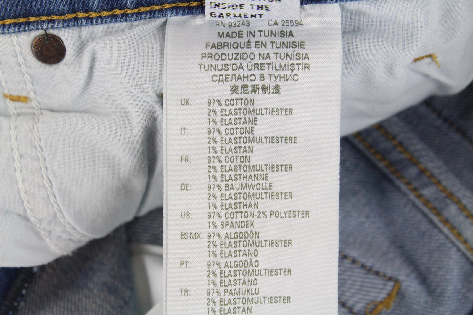 DIESEL Tepphar-X R8XA3 Men's Blue Slim Carrot Stretch Jeans W28/L34 Button-Fly