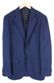 SUITSUPPLY Jort Men's Blue Birdseye Check Wool Silk Blazer UK40L Slim Fit