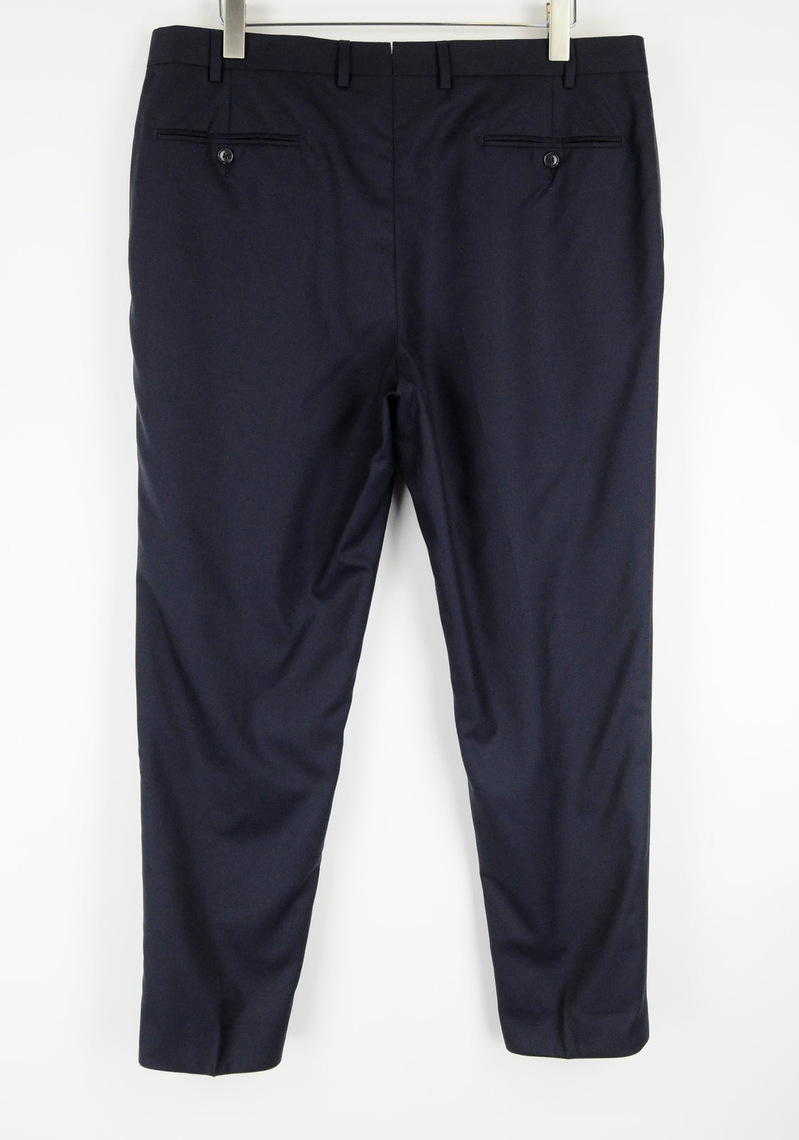 SUITSUPPLY Brescia Men's Navy Wool Trousers UK44R Flat-Front Classic Formal