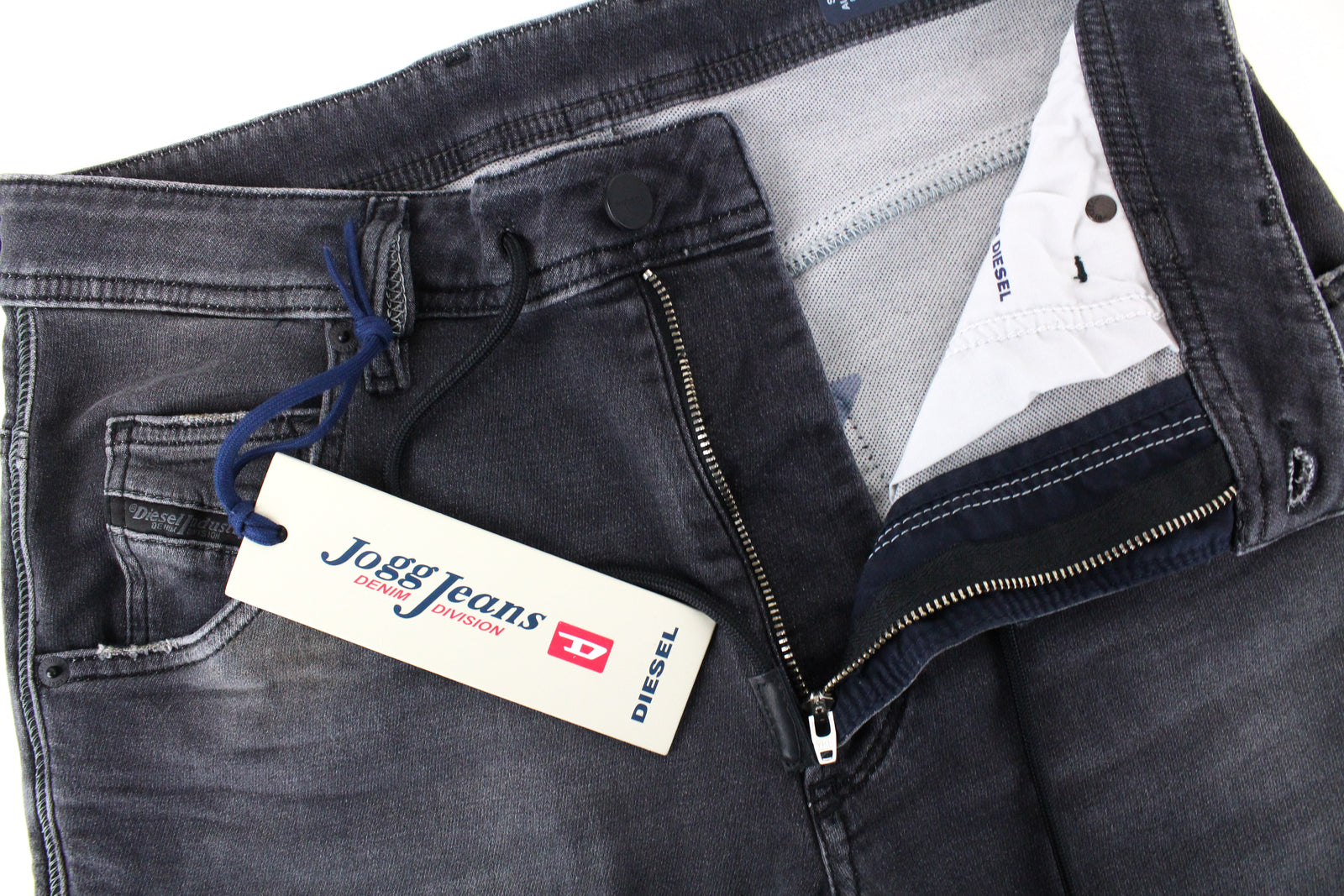 DIESEL Krooley CB-NE 069EM Men's Grey Jogg Jeans W28 Ripped Washed Tapered Fit