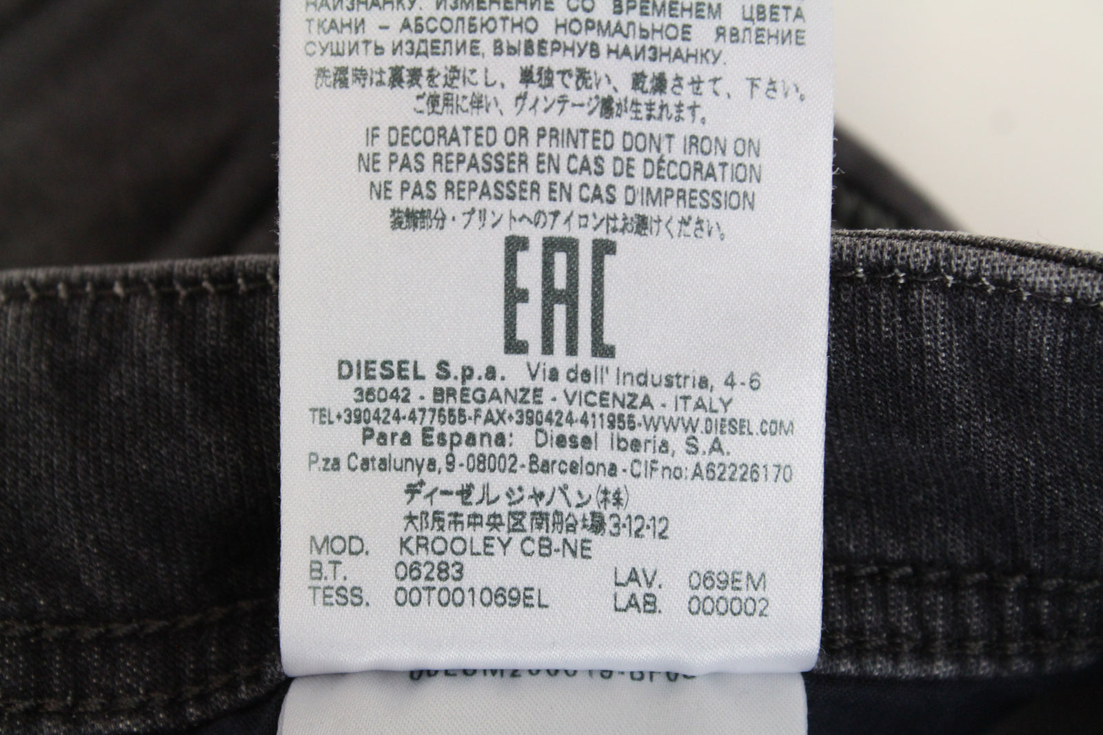 DIESEL Krooley CB-NE 069EM Men's Grey Jogg Jeans W28 Ripped Washed Tapered Fit