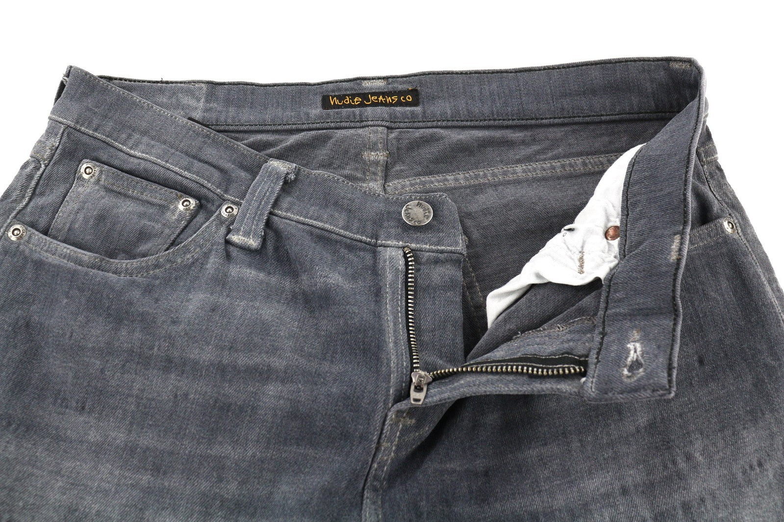 NUDIE JEANS Tight Long John Men Jeans W31/L34 Organic Charcoal Slim Logo Denim