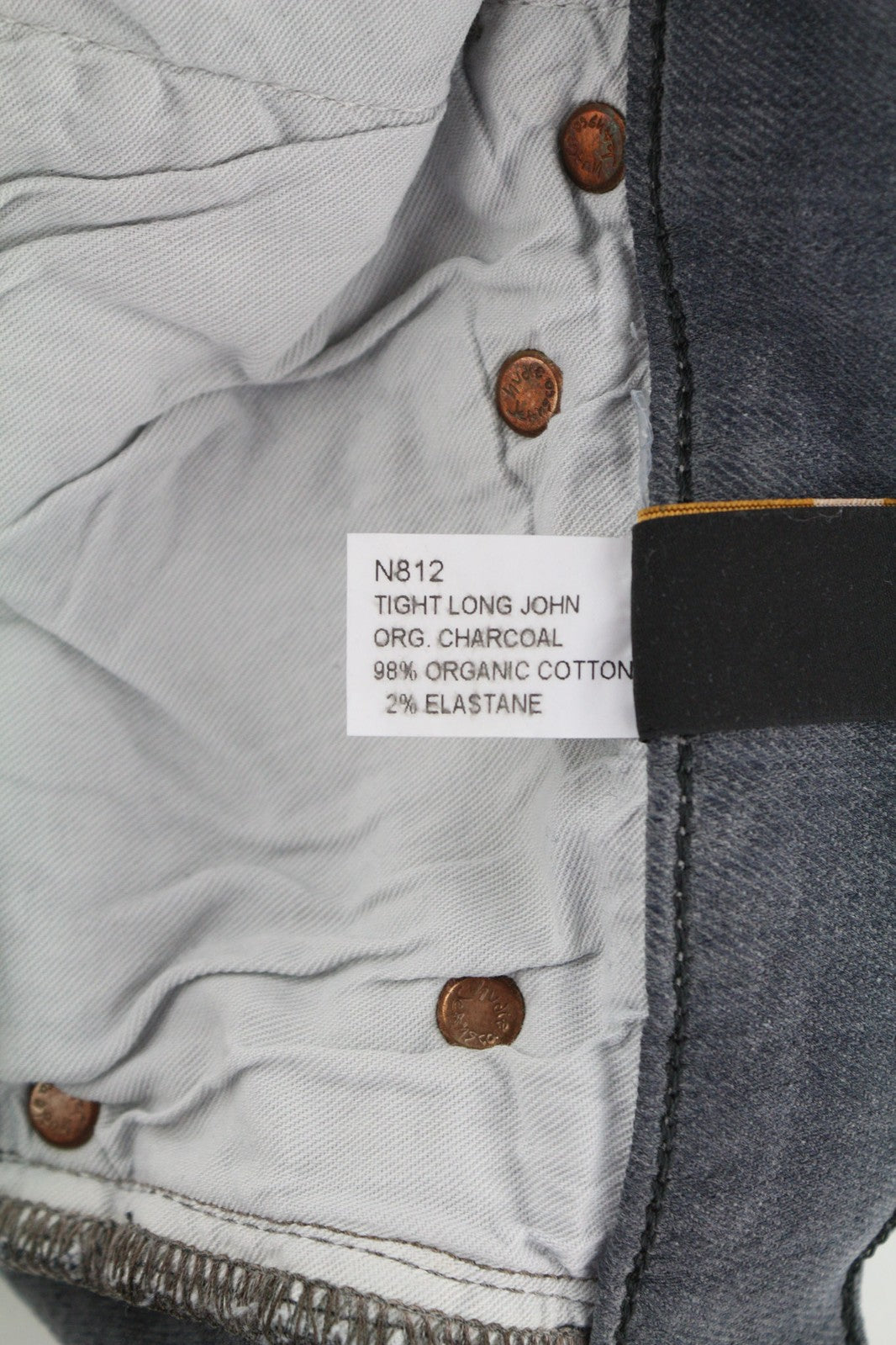 NUDIE JEANS Tight Long John Men Jeans W31/L34 Organic Charcoal Slim Logo Denim