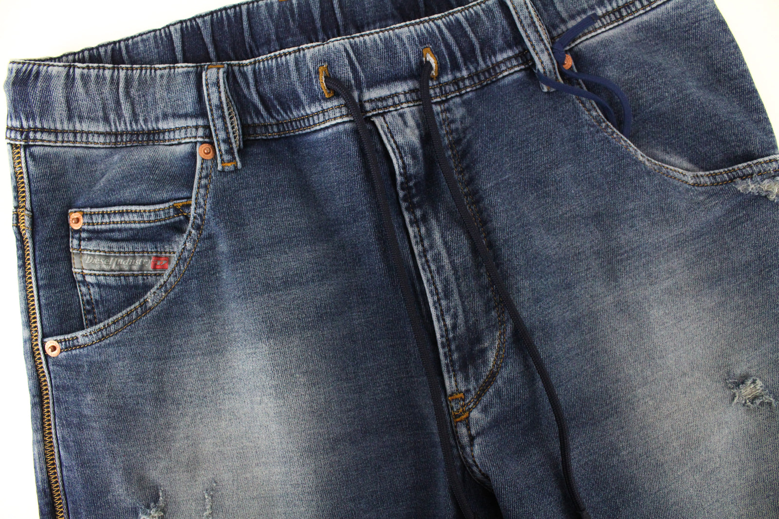 DIESEL Krooley-NE 084TZ Men's Blue Tapered Distressed Drawstring Jeans W28