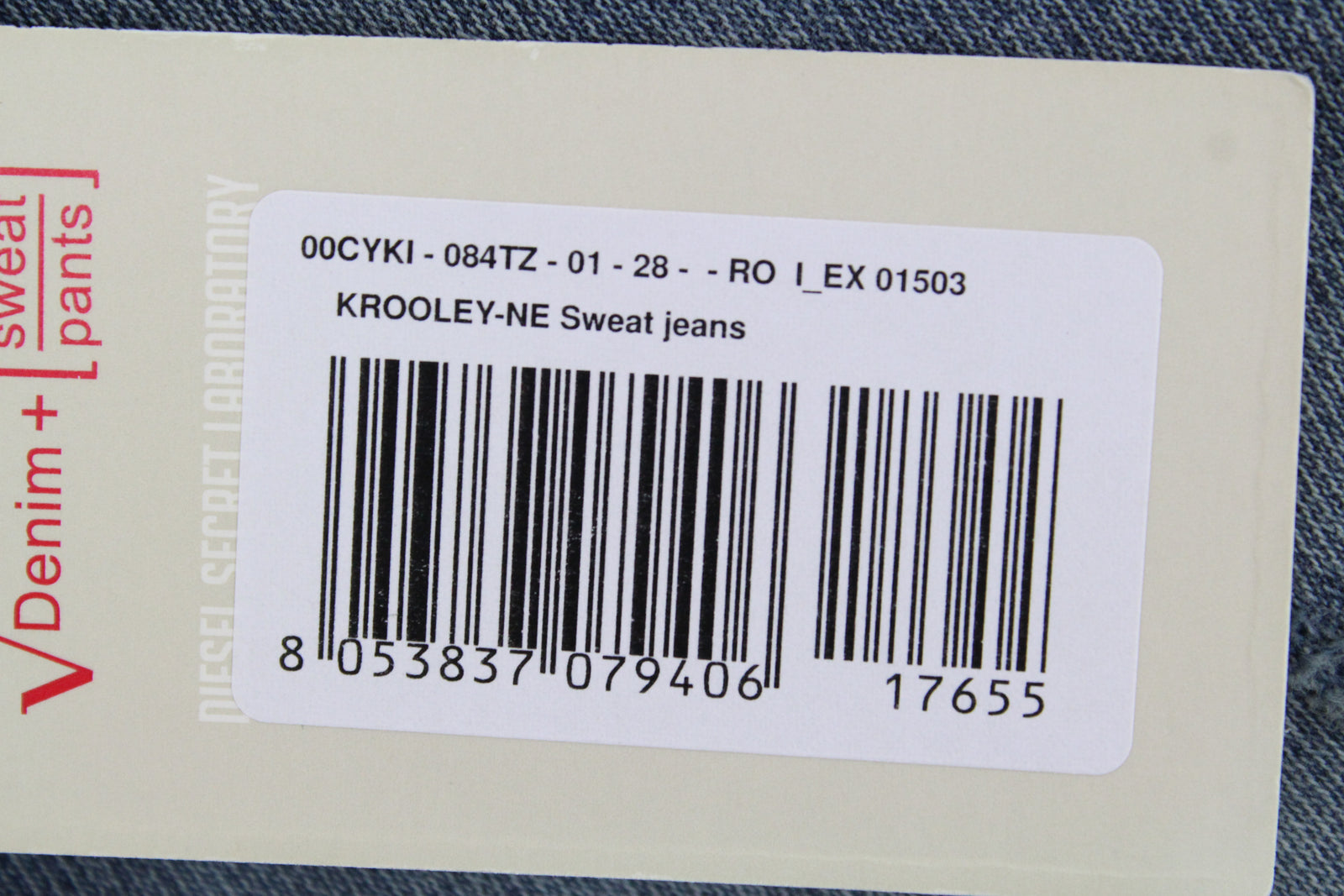 DIESEL Krooley-NE 084TZ Men's Blue Tapered Distressed Drawstring Jeans W28