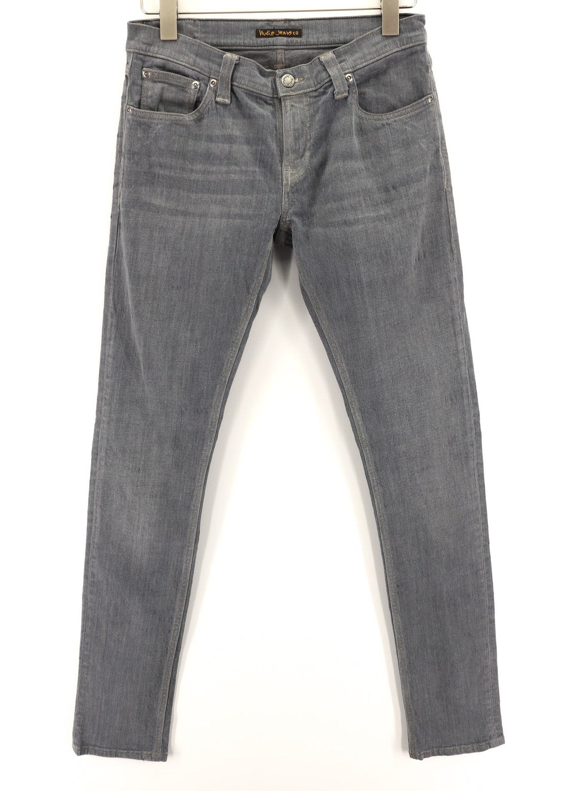 NUDIE JEANS Tight Long John Men Jeans W30/L34 Organic Charcoal Slim Logo Denim