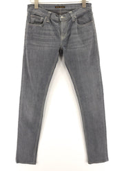 NUDIE JEANS Tight Long John Men Jeans W30/L34 Organic Charcoal Slim Logo Denim