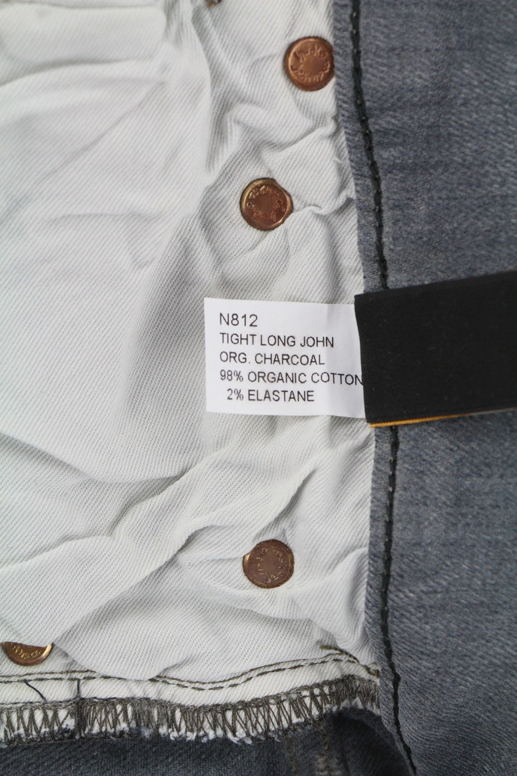 NUDIE JEANS Tight Long John Men Jeans W30/L34 Organic Charcoal Slim Logo Denim