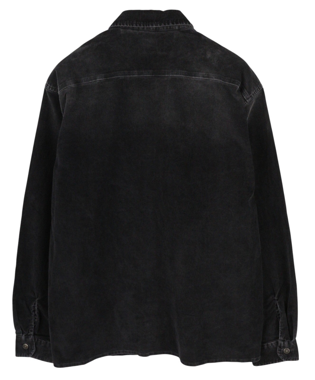 DIESEL S-Bun-Cord Men Shirt L Washed Black Corduroy Thick Spread Snap RRP€175