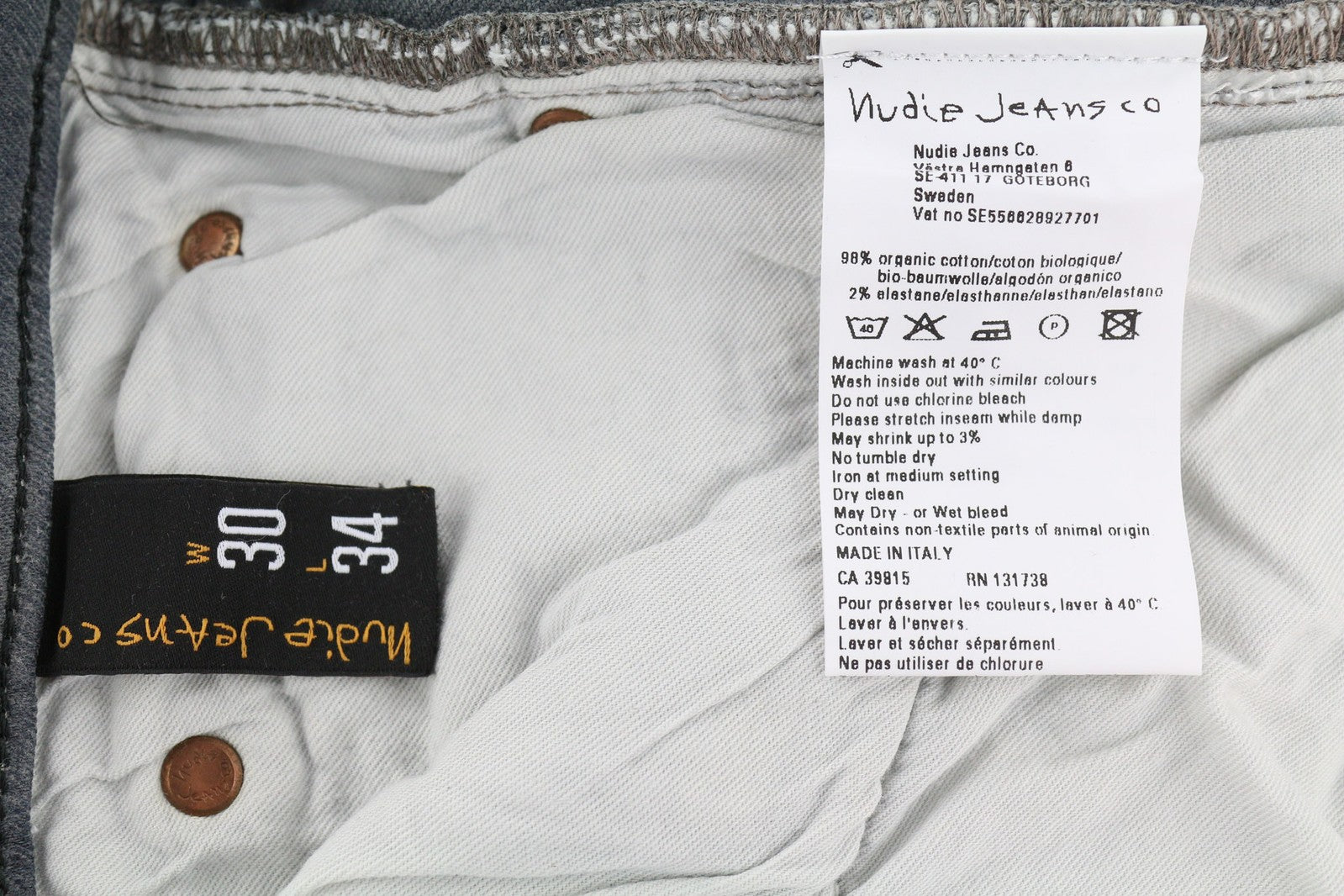 NUDIE JEANS Tight Long John Men Jeans W30/L34 Organic Charcoal Slim Fit Zipper