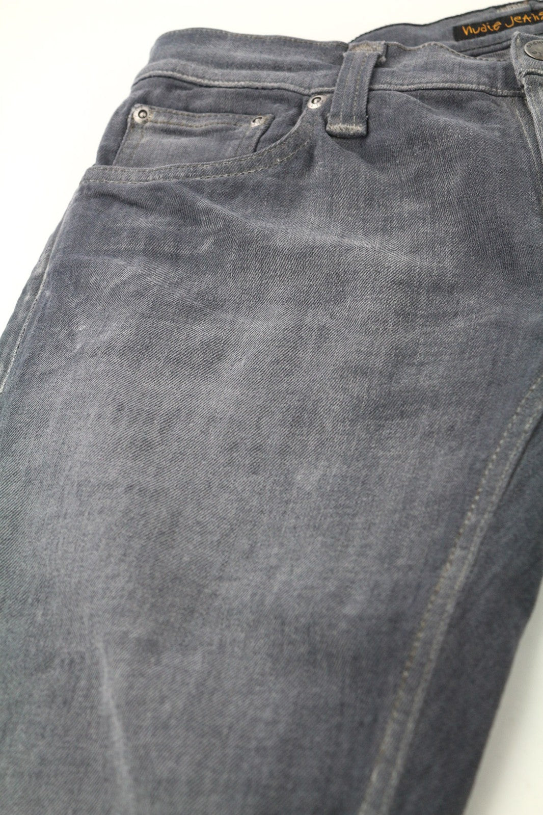 NUDIE JEANS Tight Long John Men Jeans W30/L34 Organic Charcoal Slim Fit Zipper