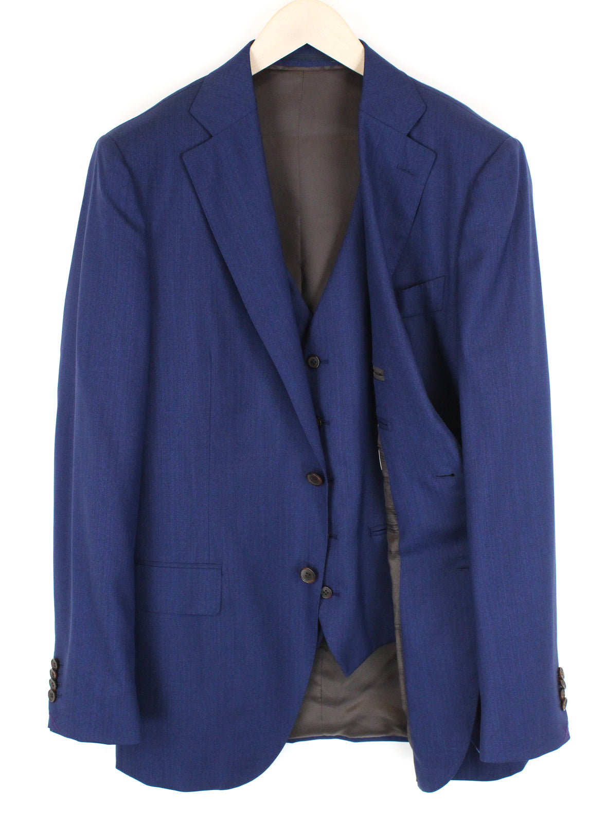 SUITSUPPLY Lazio Men's Blue Wool Suit UK42L 2-Piece Blazer Waistcoat Slim Cut