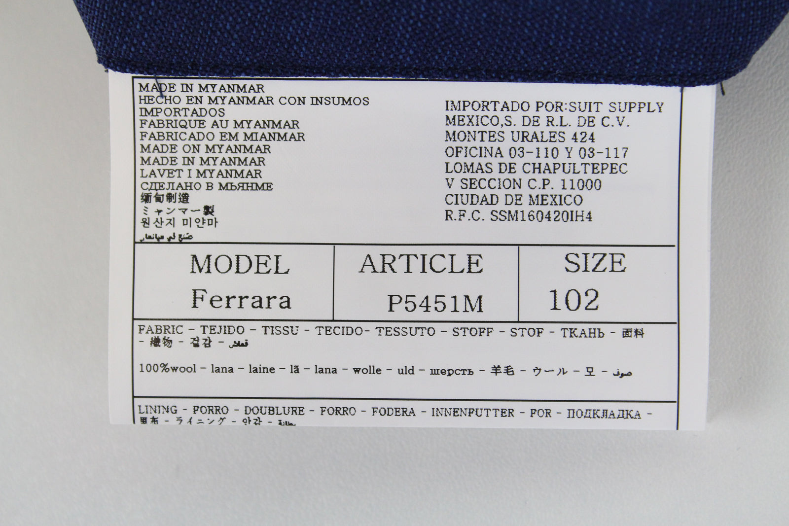 SUITSUPPLY Lazio Men's Blue Wool Suit UK42L 2-Piece Blazer Waistcoat Slim Cut