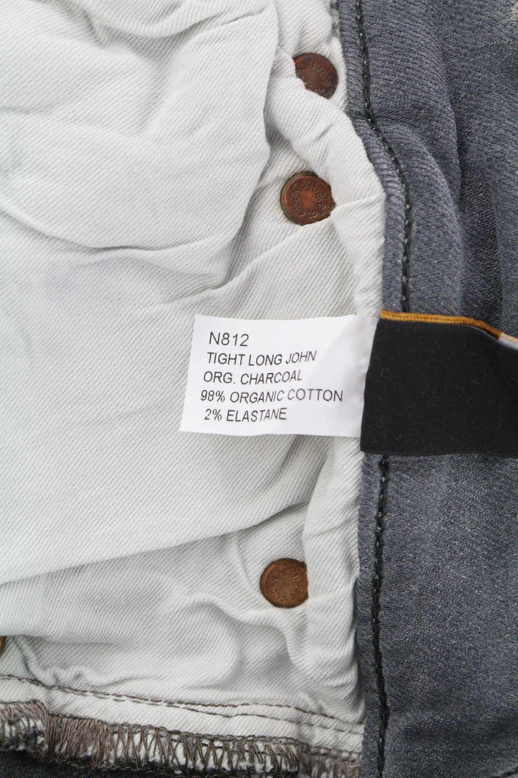 NUDIE JEANS Tight Long John Men Jeans W31/L34 Organic Charcoal Slim Leg Zipper