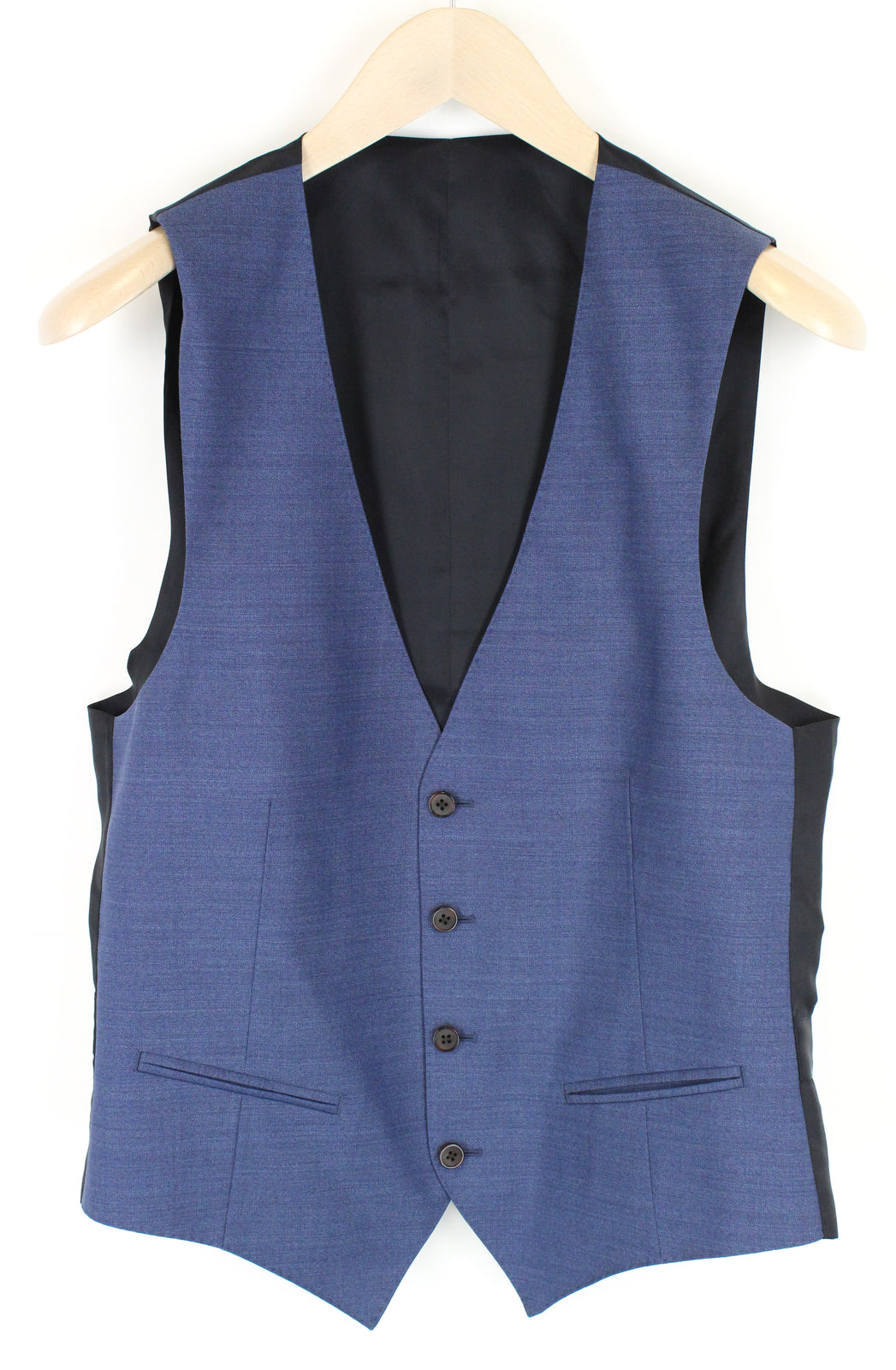 SUITSUPPLY Ferrara Men's Light Blue Melange Wool Waistcoat UK38R V-Neck Lined