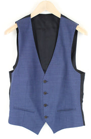 SUITSUPPLY Ferrara Men's Light Blue Melange Wool Waistcoat UK38R V-Neck Lined