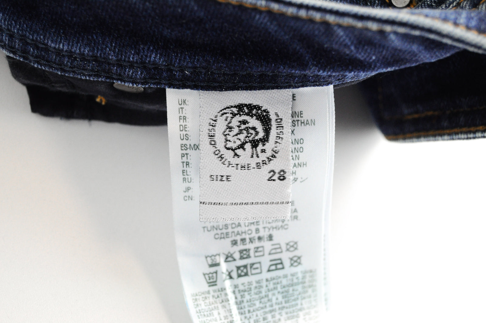 DIESEL Krayver R6ZD4 vyriški mėlyni ploni, plėšyti, tamprūs džinsai W28/L32 skalbti 