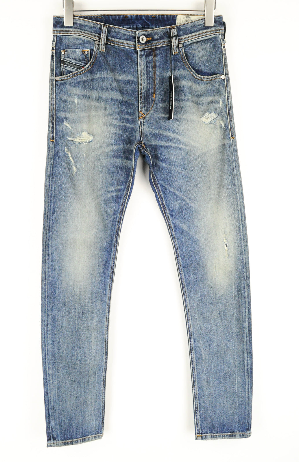 DIESEL Krayver R6ZD4 Men's Blue Slim Carrot Distressed Stretch Jeans W28/L32