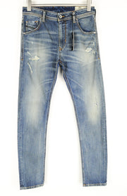 DIESEL Krayver R6ZD4 Men's Blue Slim Carrot Distressed Stretch Jeans W28/L32