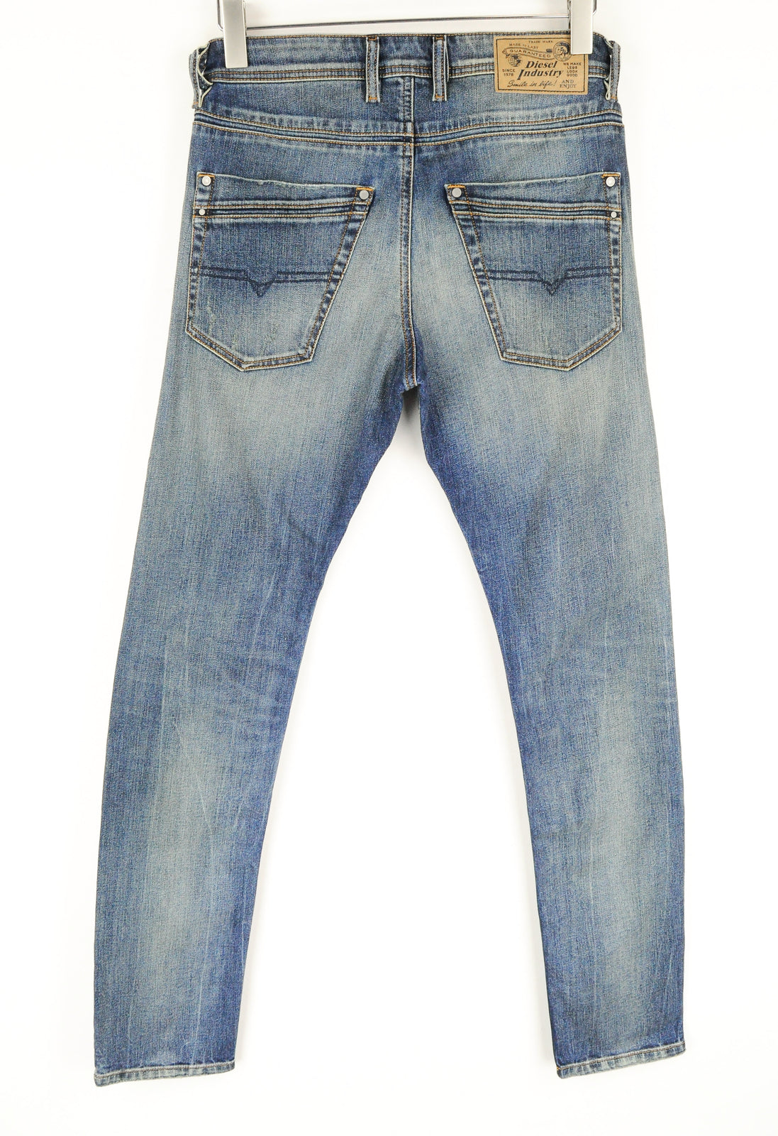 DIESEL Krayver R6ZD4 Men's Blue Slim Carrot Distressed Stretch Jeans W28/L32