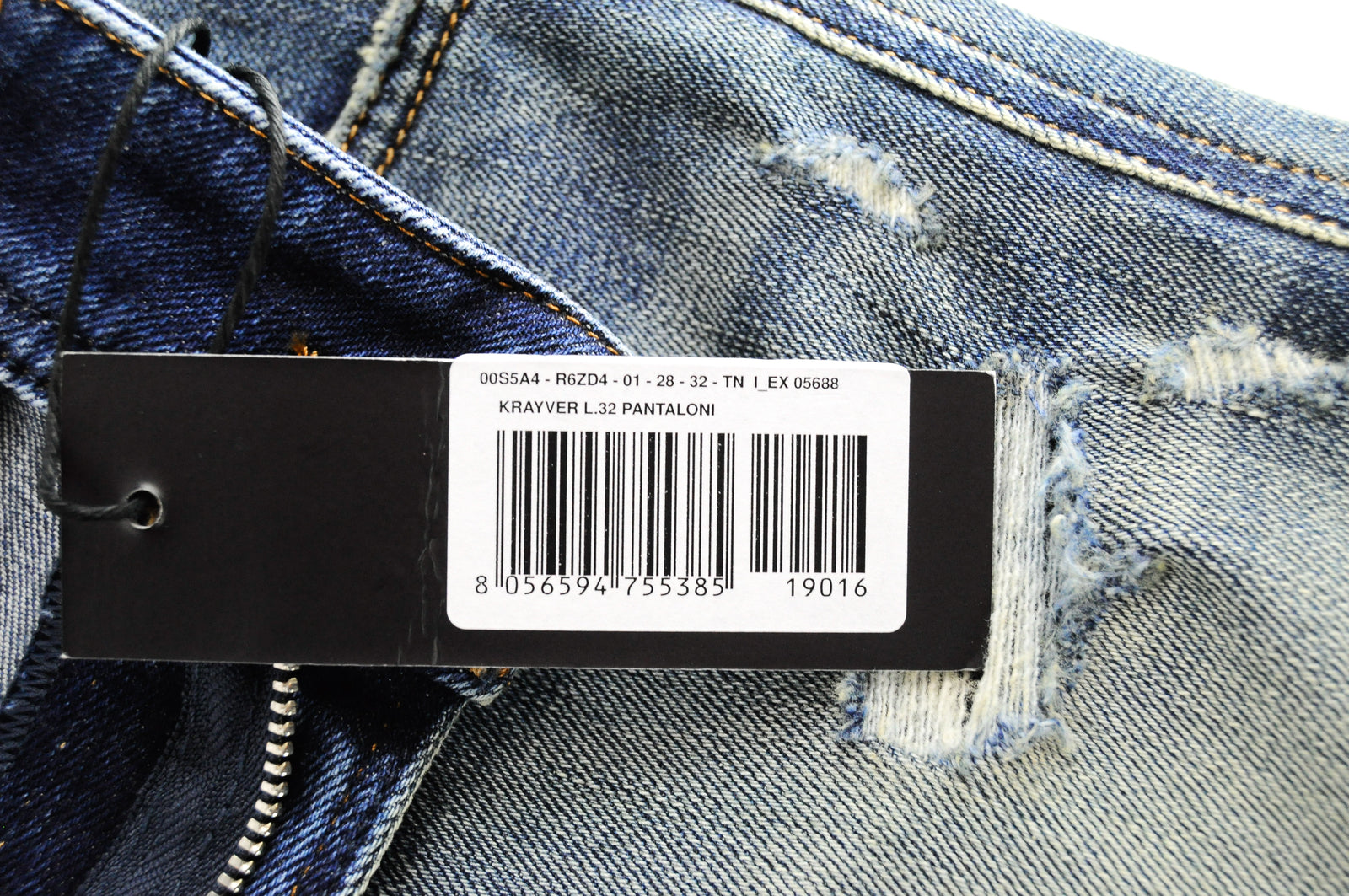 DIESEL Krayver R6ZD4 Men's Blue Slim Carrot Distressed Stretch Jeans W28/L32