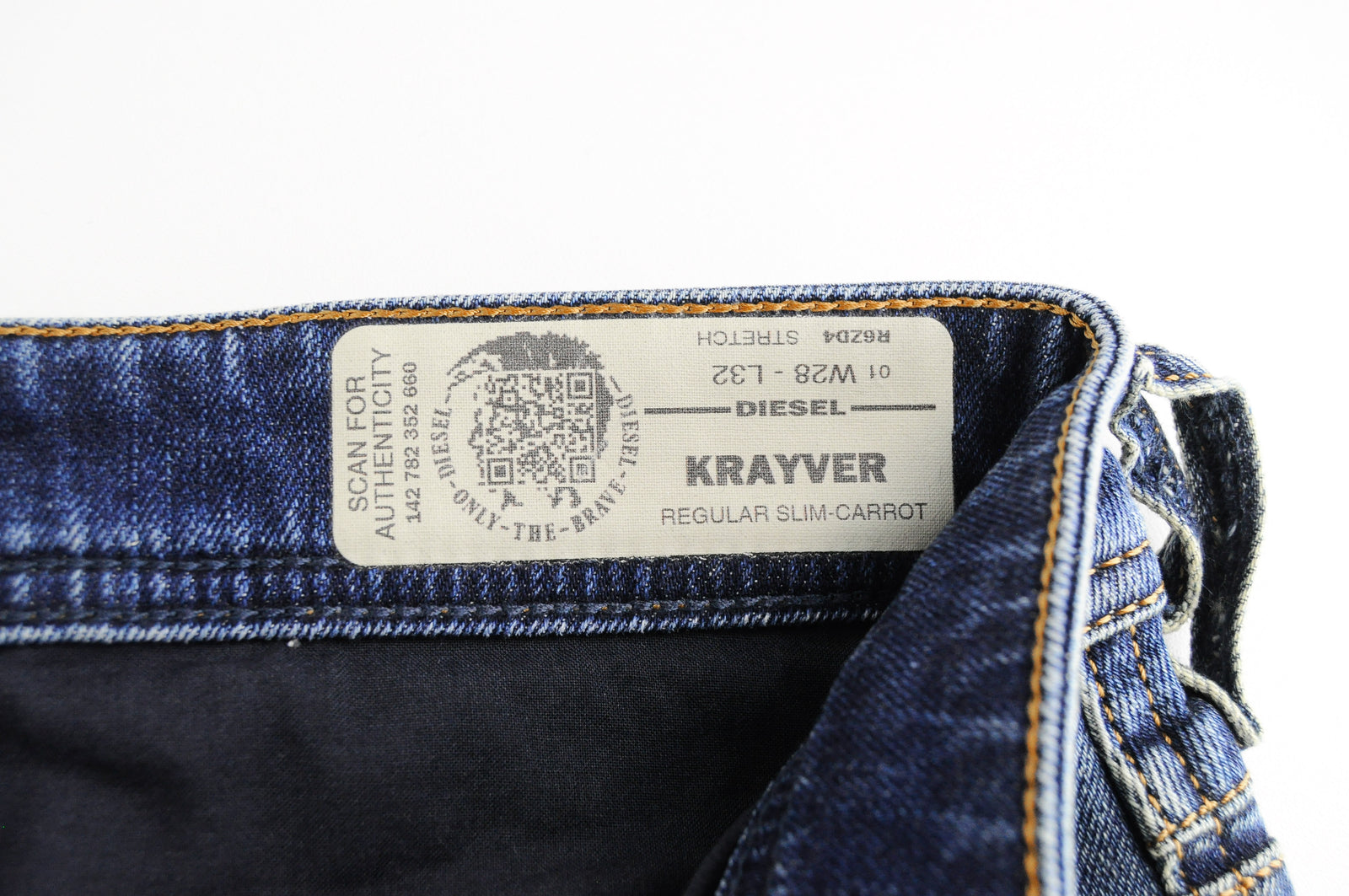 DIESEL Krayver R6ZD4 Men's Blue Slim Carrot Distressed Stretch Jeans W28/L32