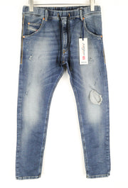 DIESEL Krooley-NE 084TZ W28 Men's Blue Jogg Tapered Ripped Stretch Jeans