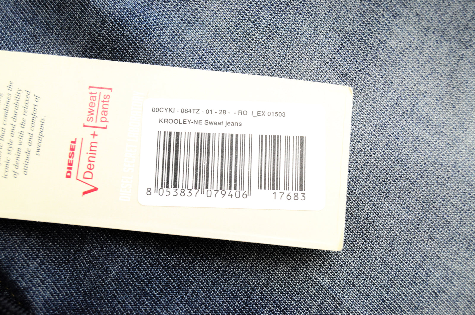 DIESEL Krooley-NE 084TZ W28 Men's Blue Jogg Tapered Ripped Stretch Jeans