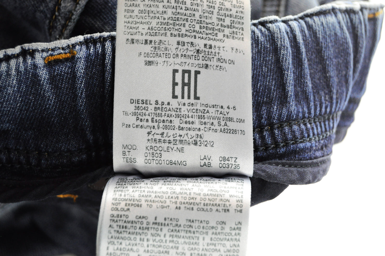 DIESEL Krooley-NE 084TZ W28 Men's Blue Jogg Tapered Ripped Stretch Jeans