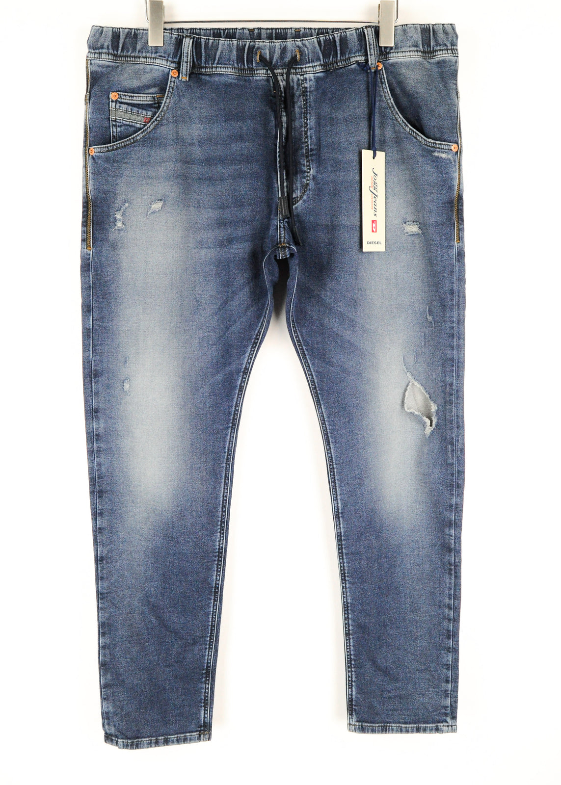 DIESEL Krooley-NE 084TZ W38 Men's Blue Jogg Tapered Ripped Stretch Jeans