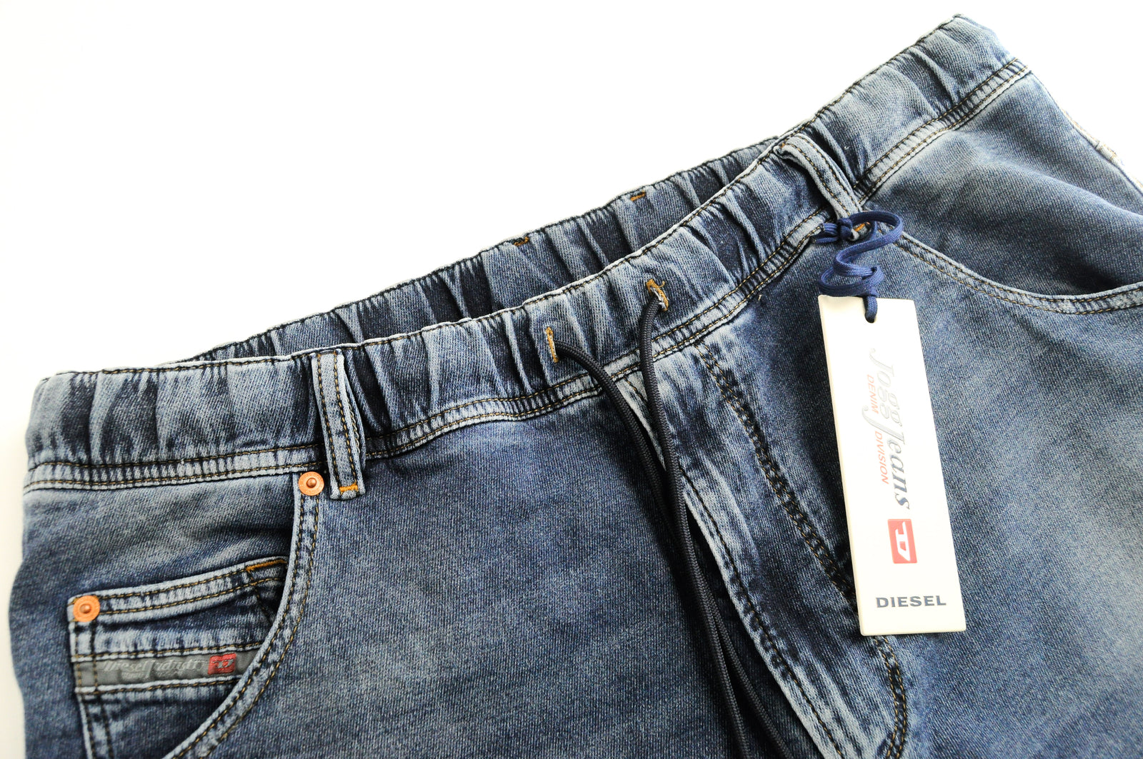 DIESEL Krooley-NE 084TZ W38 Men's Blue Jogg Tapered Ripped Stretch Jeans