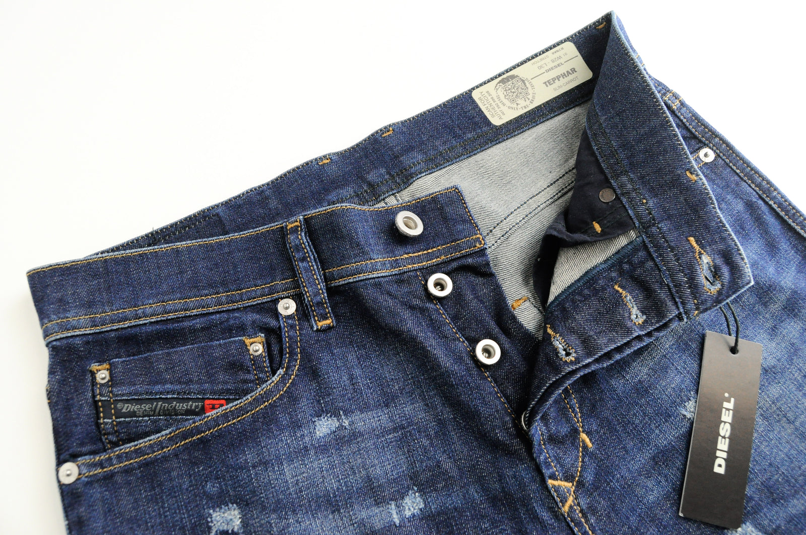 DIESEL Tepphar R7NA8 Men's Blue Slim Carrot Stretch Jeans W28/L30 Cotton