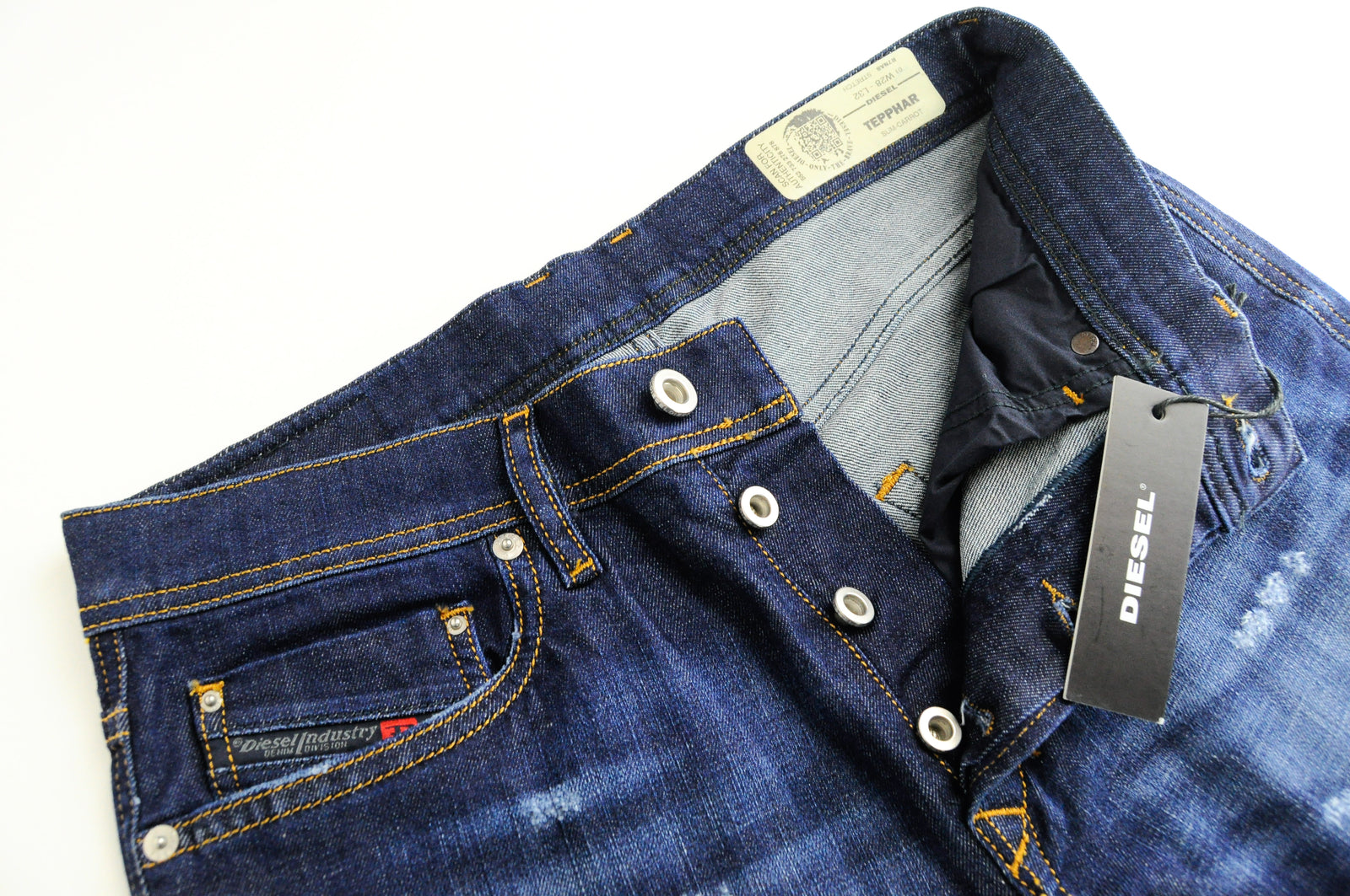 DIESEL Tepphar R7NA8 Men Blue Distressed Slim Carrot Stretch Jeans W28/L32