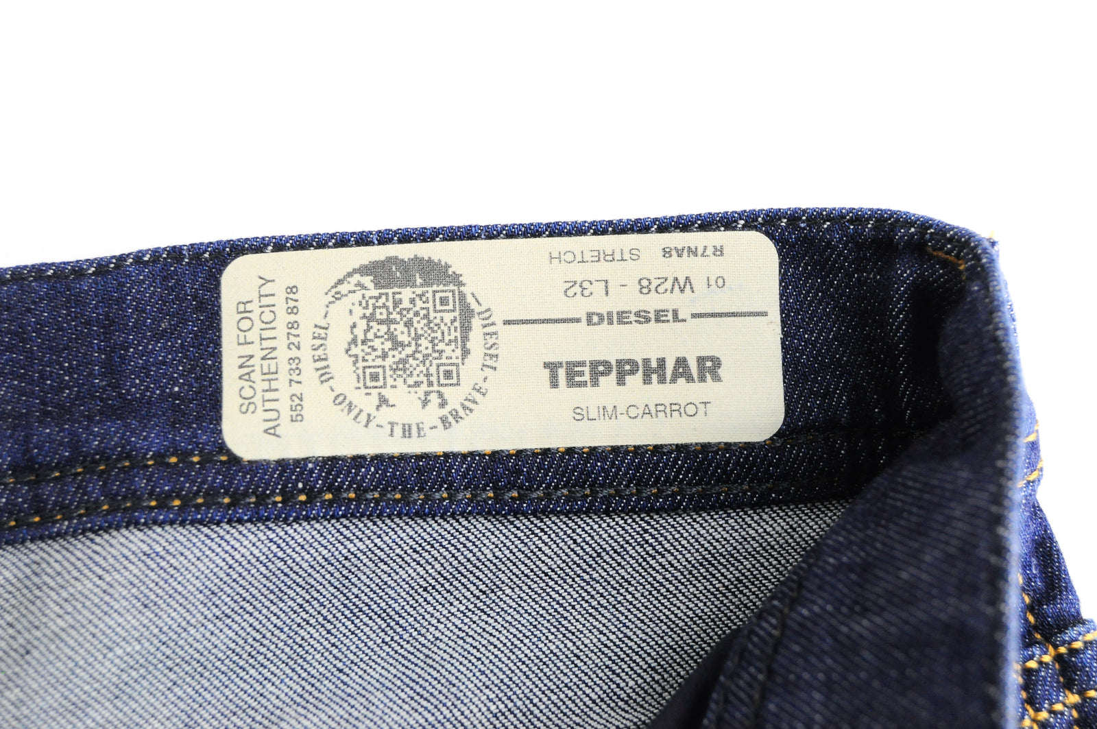 DIESEL Tepphar R7NA8 Men Blue Distressed Slim Carrot Stretch Jeans W28/L32