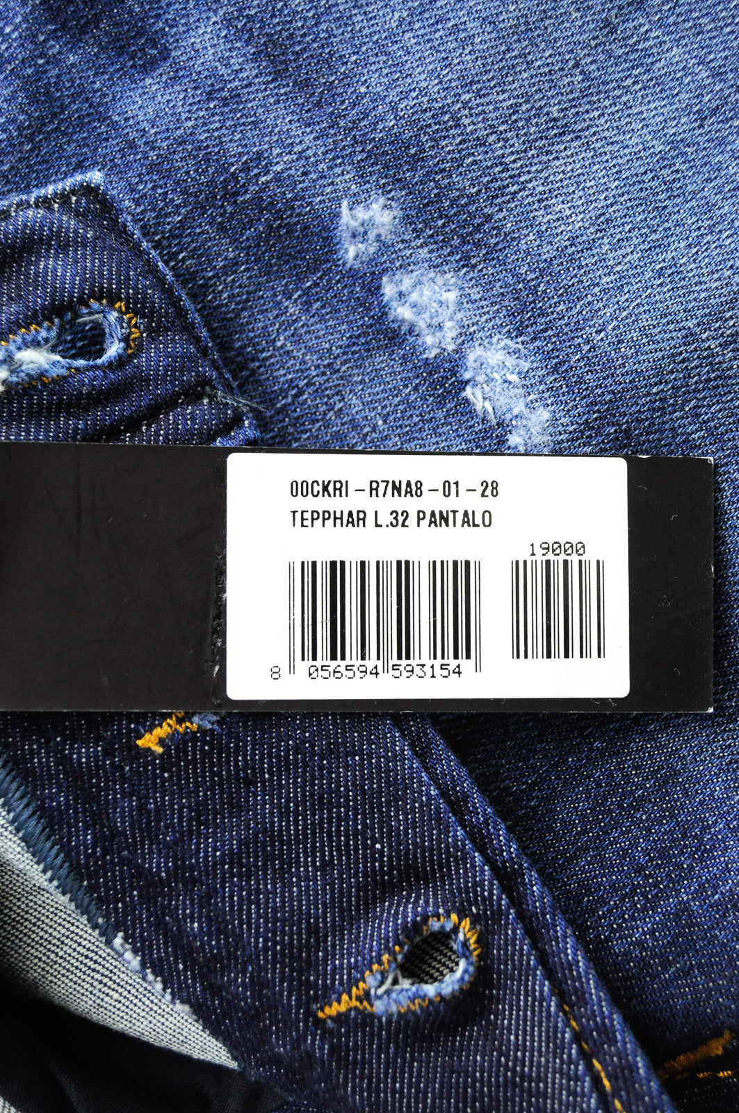 DIESEL Tepphar R7NA8 Men Blue Distressed Slim Carrot Stretch Jeans W28/L32