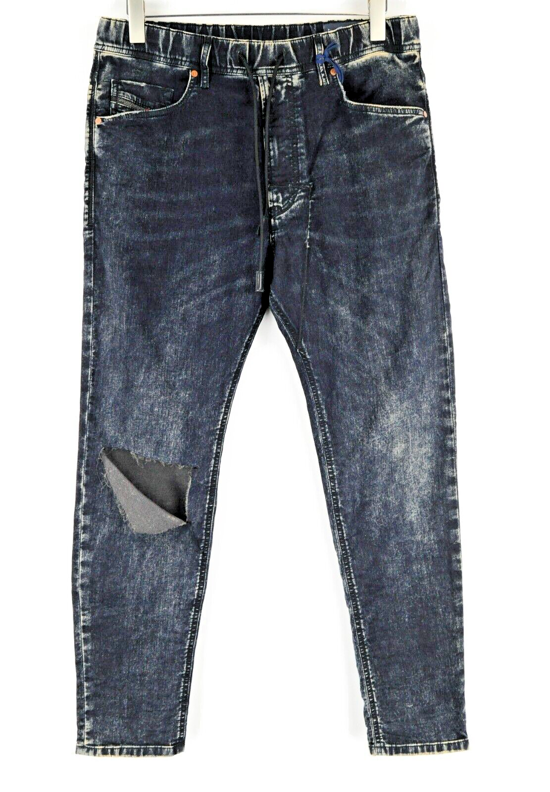 DIESEL Narrot-NE 084XM Men's Blue Jogg Slim Ripped Stretch Jeans W34 Cotton