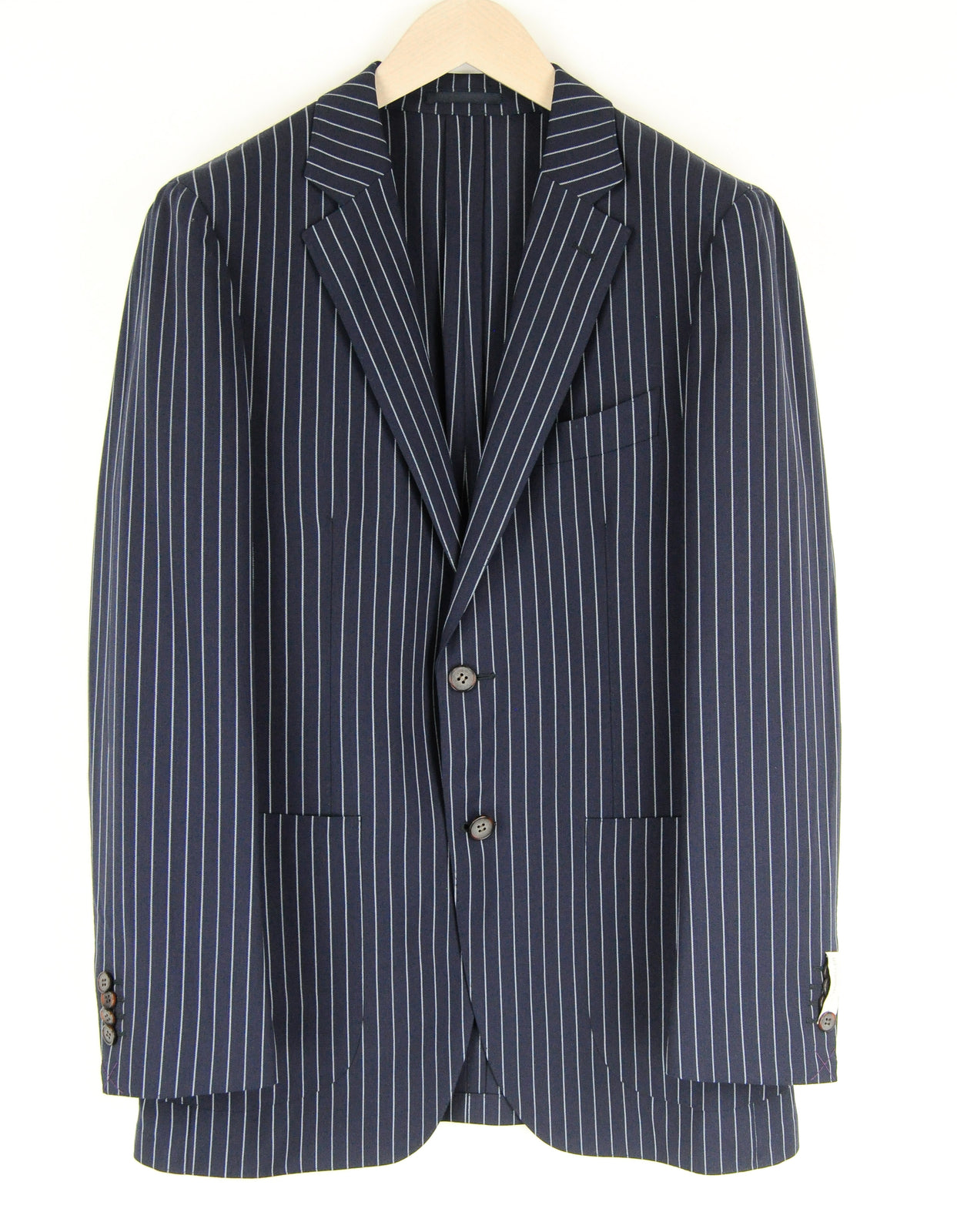 SUITSUPPLY Havana Traveller Men's Navy Striped Slim Wool Blazer UK40R Unlined