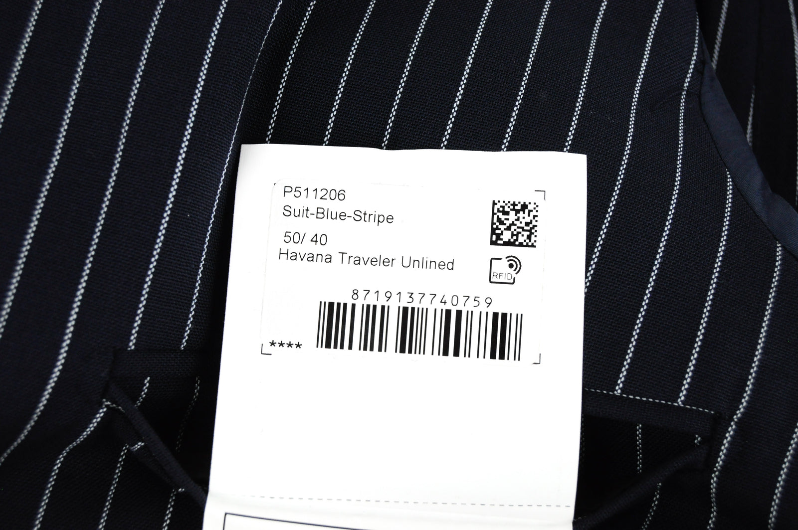 SUITSUPPLY Havana Traveller Men's Navy Striped Slim Wool Blazer UK40R Unlined