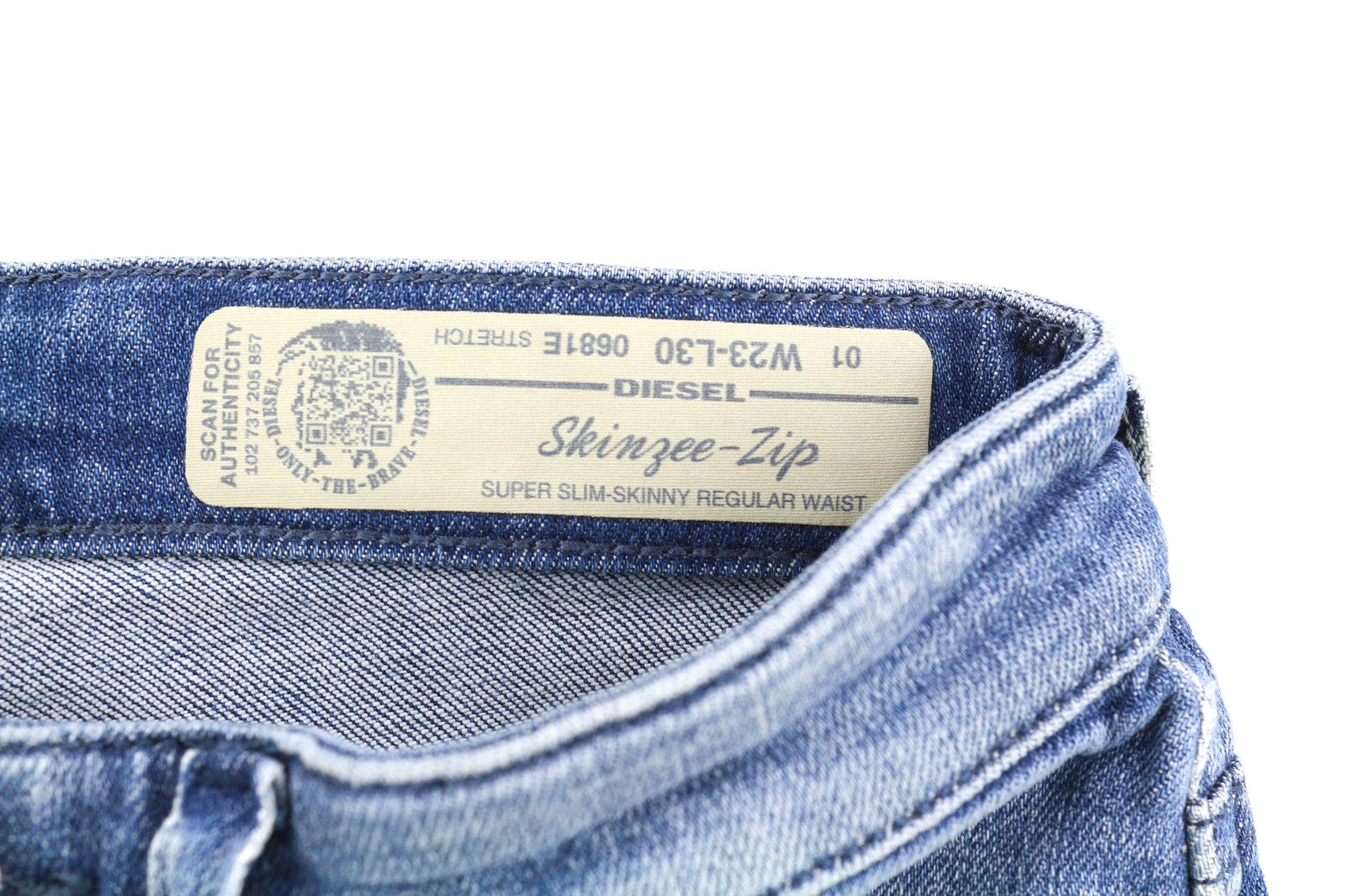 DIESEL Skinzee-Zip 0681E Women Jeans W23/L30 Super Slim Skinny Denim Blue