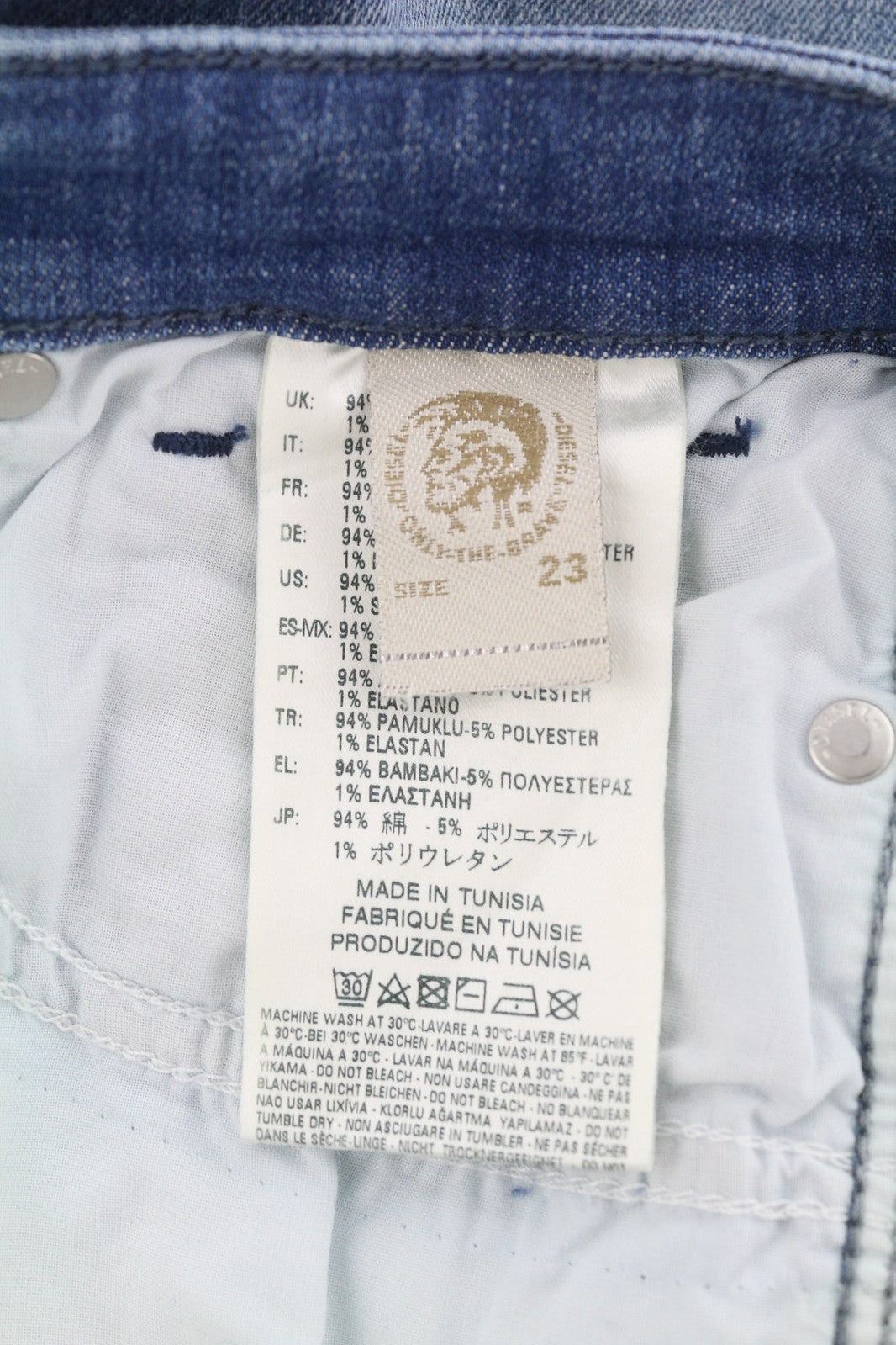 DIESEL Skinzee-Zip 0681E Women Jeans W23/L30 Super Slim Skinny Denim Blue