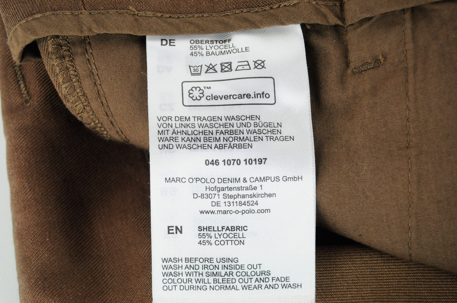 MARC O'POLO Women Trousers W28 Brown Cotton Blend Pleated Belted Multi Pocket